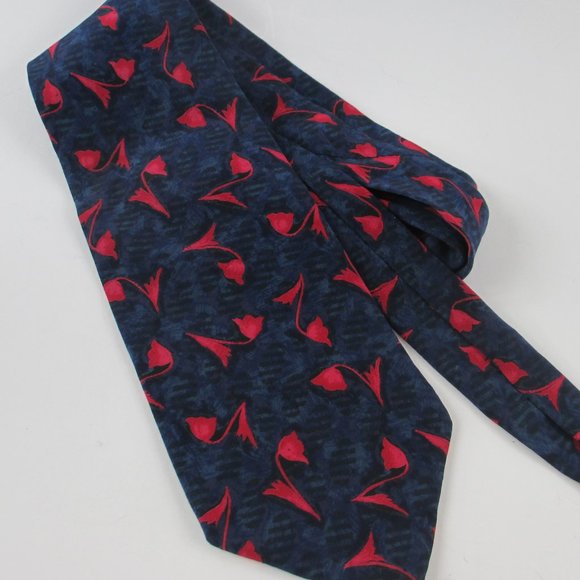 AMERICAN OUTPOST 100% SILK MEN'S FLOWER TIE USA - Picture 6 of 7